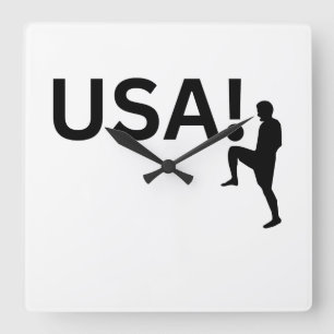 USA soccer player Square Wall Clock