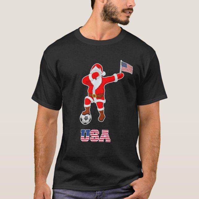 USA Soccer Shirt Dabbing Santa Christmas American  (Front)
