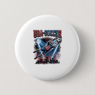 USA Soccer Skeleton Striker Nations Premium Sports 6 Cm Round Badge