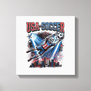 USA Soccer Skeleton Striker Nations Premium Sports Canvas Print