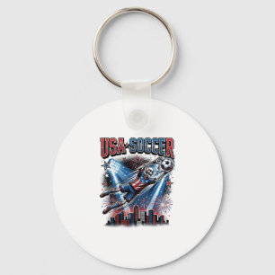 USA Soccer Skeleton Striker Nations Premium Sports Key Ring