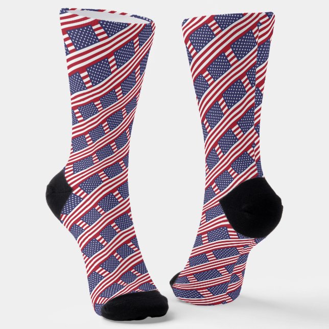 USA Socks, patriotic American Flag fashion Socks (Angled)