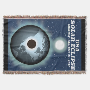 USA Solar Eclipse 2017 vintage poster Throw Blanket