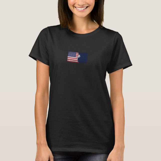 USA & South Carolina Flags - American South Caroli T-Shirt (Front)