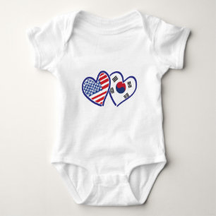 USA South Korea love hearts Baby Bodysuit