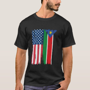 USA South Sudan Half american Flag Roots T-Shirt
