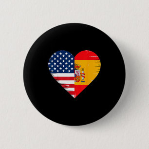 Usa Spain Heart - Dual Citizenship  6 Cm Round Badge