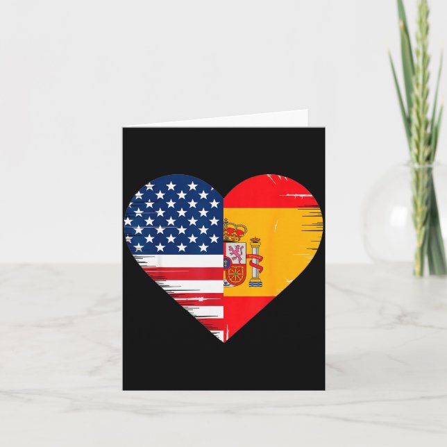 Usa Spain Heart - Dual Citizenship  Card (Front)
