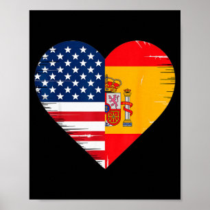 Usa Spain Heart - Dual Citizenship  Poster