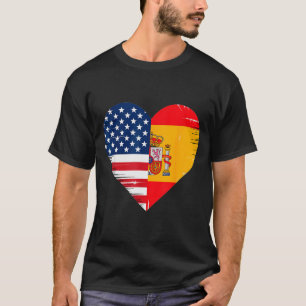 Usa Spain Heart - Dual Citizenship  T-Shirt