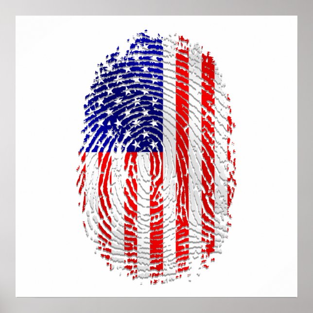 USA sports gifts USA fingerprint flag Poster (Front)