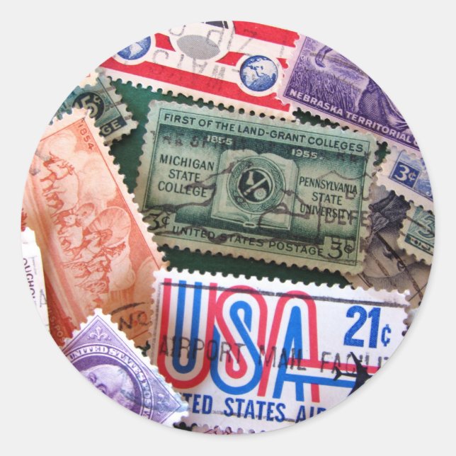 USA Stamp Collage Stickers (Front)