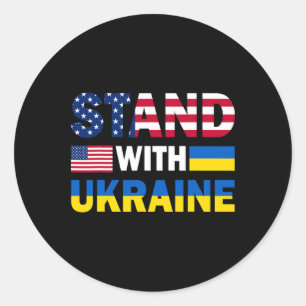 Usa Stand With Ukraine Pride Patriotic Flag Classic Round Sticker
