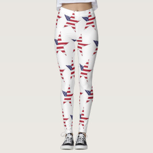 USA Star Pattern with Stars and Stripes Patriotic Leggings