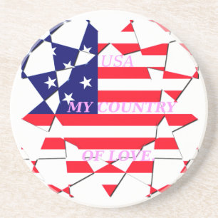 USA Star Spangled Love My Country of Love Coaster