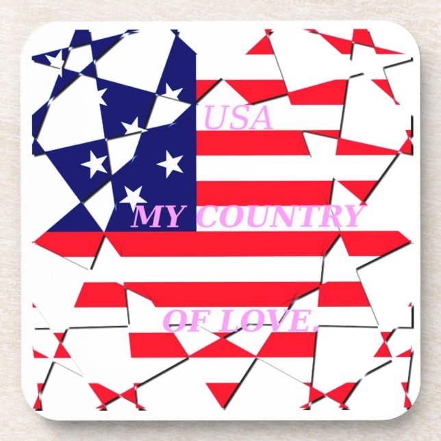 USA Star Spangled Love My Country of Love Coaster (Front)