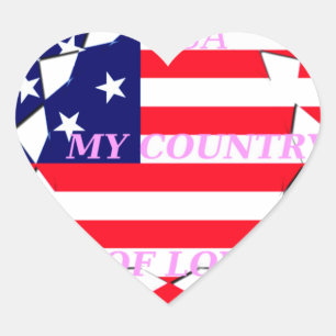 USA Star Spangled Love My Country of Love Heart Sticker