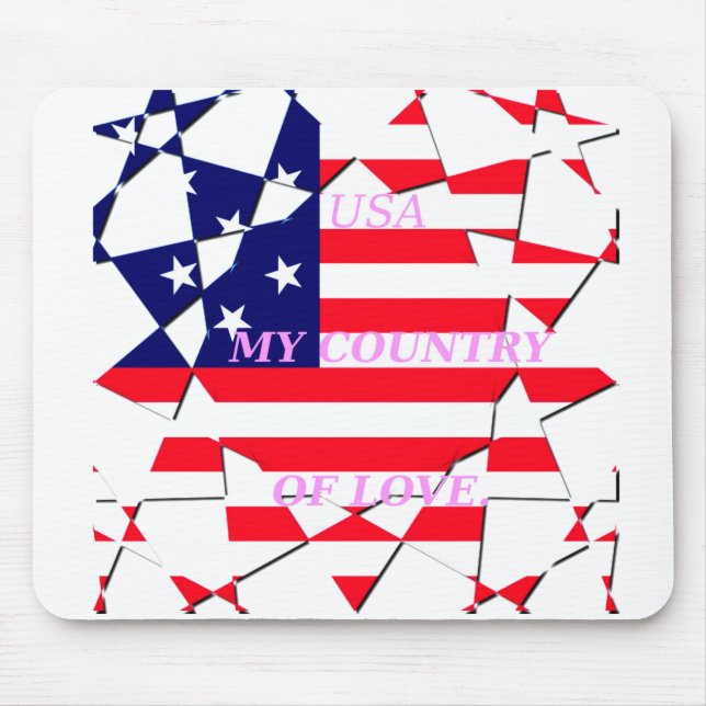 USA Star Spangled Love My Country of Love Mouse Mat (Front)
