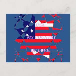 USA Star Spangled Love My Country of Love Postcard