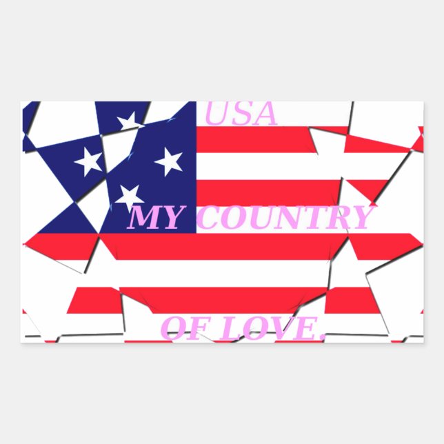 USA Star Spangled Love My Country of Love Rectangular Sticker (Front)