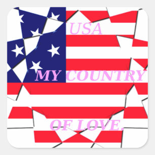 USA Star Spangled Love My Country of Love Square Sticker