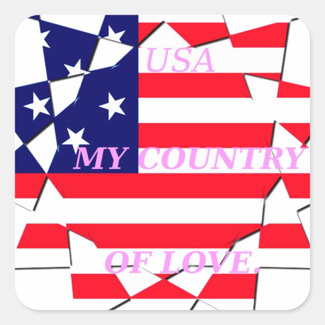 USA Star Spangled Love My Country of Love Square Sticker (Front)