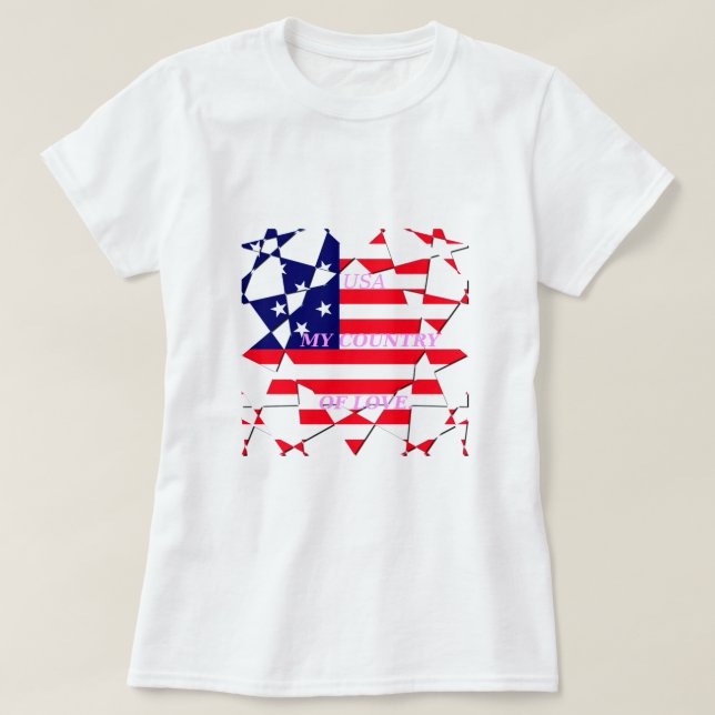USA Star Spangled Love My Country of Love T-Shirt (Design Front)