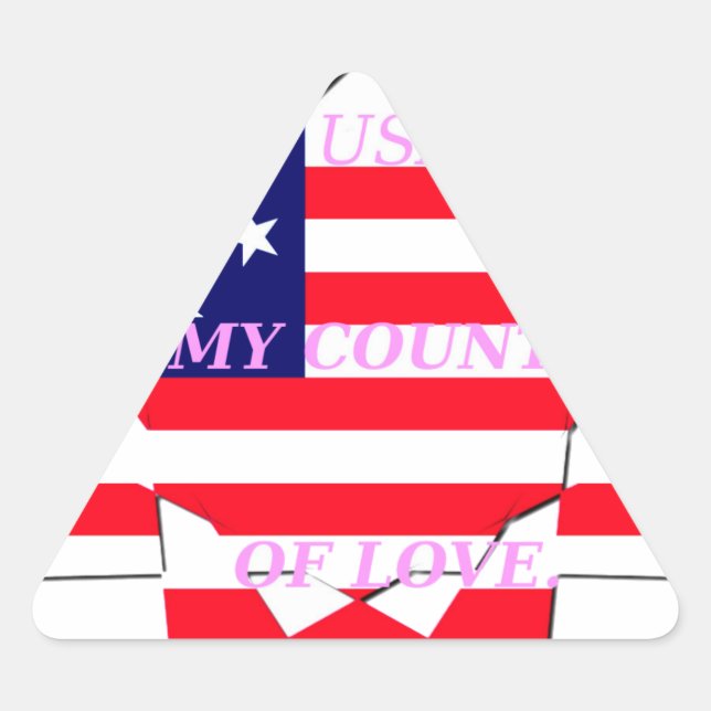 USA Star Spangled Love My Country of Love Triangle Sticker (Front)