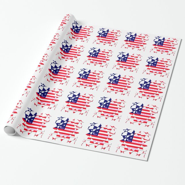 USA Star Spangled Love My Country of Love Wrapping Paper (Unrolled)