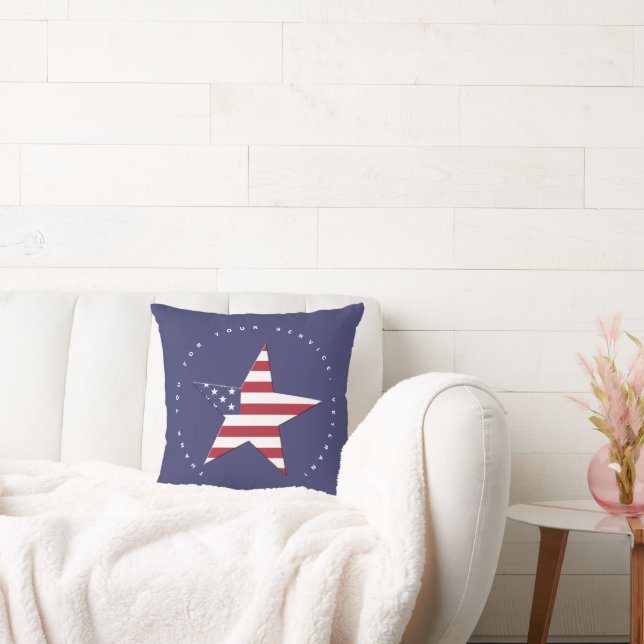 USA Star Thank You for your Service, Veterans Day Cushion (Couch)