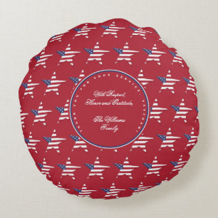 USA Star Thank You for your Service, Veterans Day Round Cushion