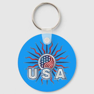 USA Starburst Yin Yang Key Ring