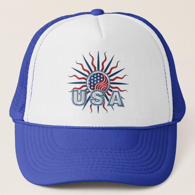 USA Starburst Yin Yang Trucker Hat (Front)