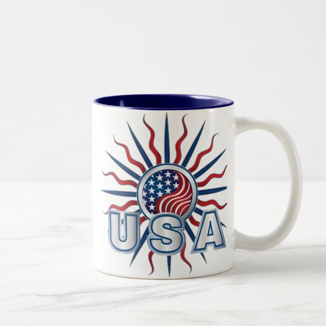 USA Starburst Yin Yang Two-Tone Coffee Mug (Right)