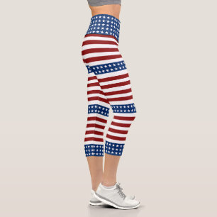 USA Stars and Stripes Capri Leggings