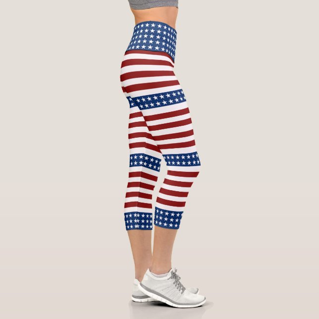 USA Stars and Stripes Capri Leggings (Right)