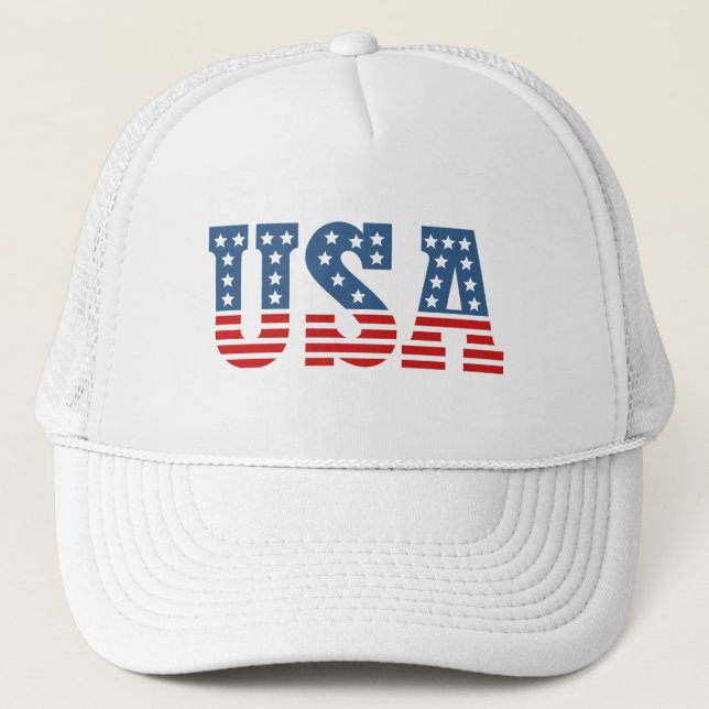 USA Stars and stripes patriotic America 4th July Trucker Hat (Front)