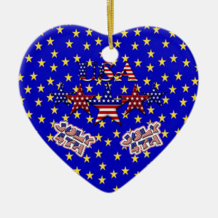 USA Stars Ceramic Tree Decoration