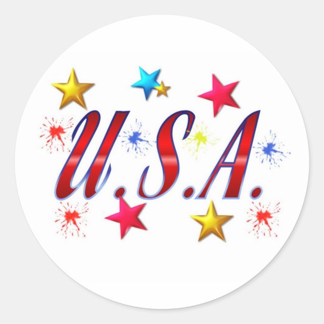 USA Stars Classic Round Sticker (Front)
