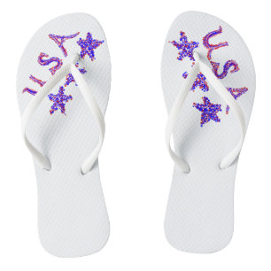 USA Stars Red White Blue Flip Flops