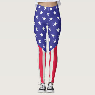 USA Stars & Stripes American Flag Light & firework Leggings