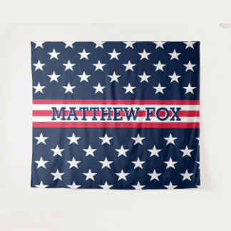 USA Stars Stripes ⭐ Monogram Dazzling Tapestry