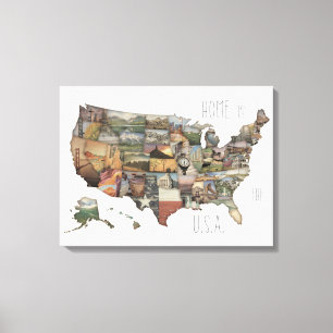USA State Collage Canvas Print