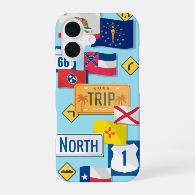 USA State Flags Road Trip iPhone 16 Case (Back)