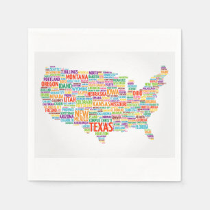 USA States and Cities Napkin