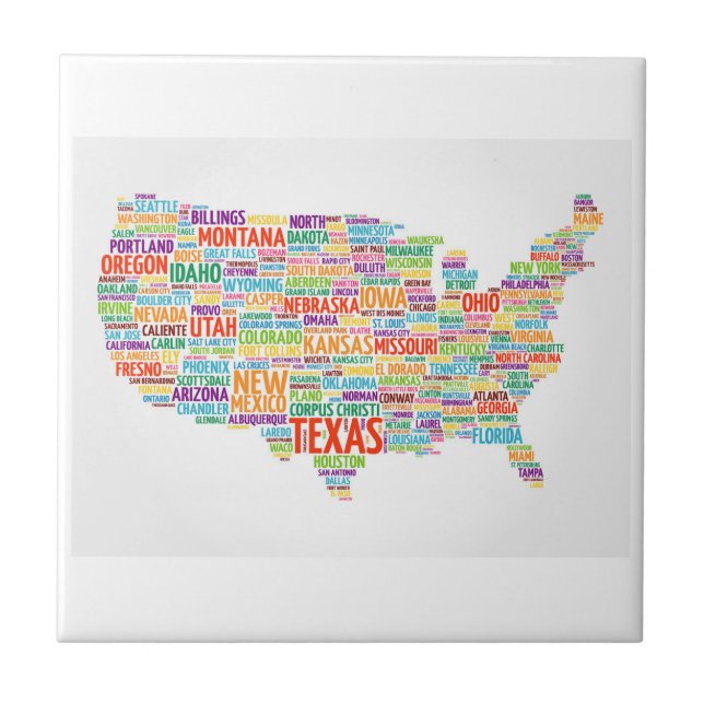 USA States and Cities Tile (Front)