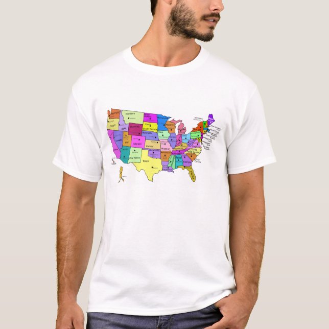 USA states labelled with capitols T-Shirt (Front)