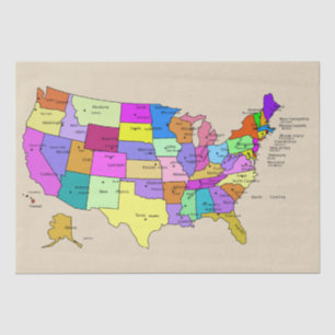 USA states map tissue paper