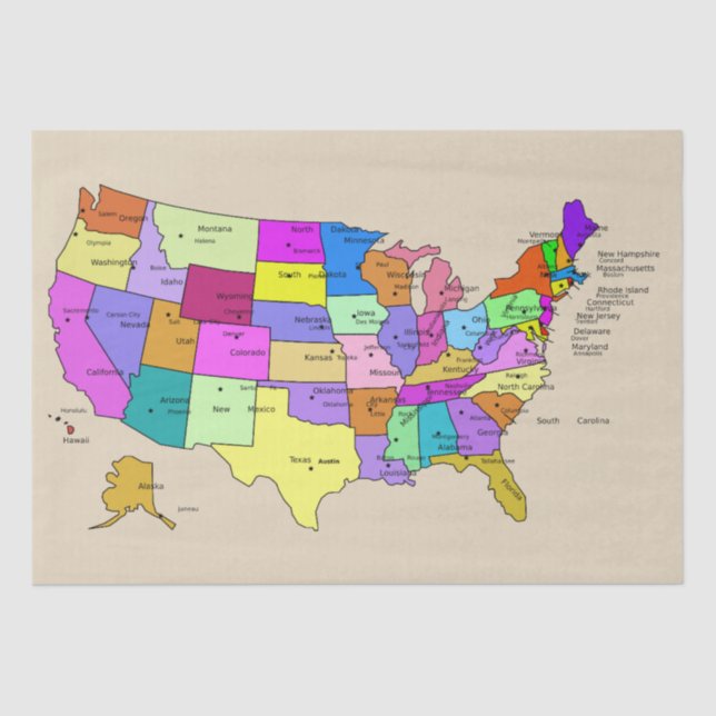 USA states map tissue paper (Front)