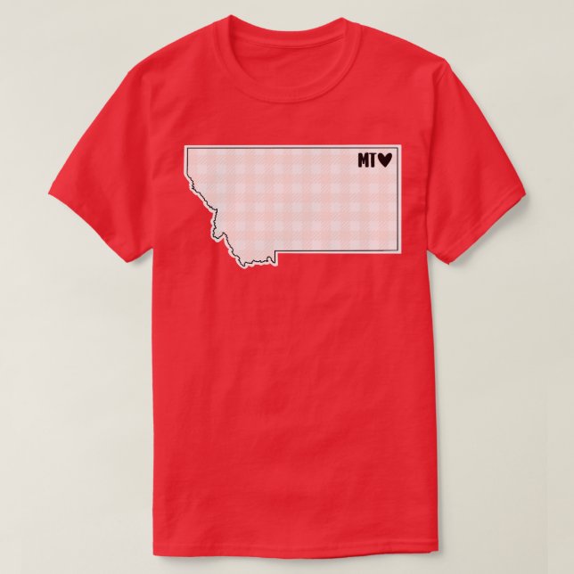USA States Montana pink plaid T-Shirt (Design Front)